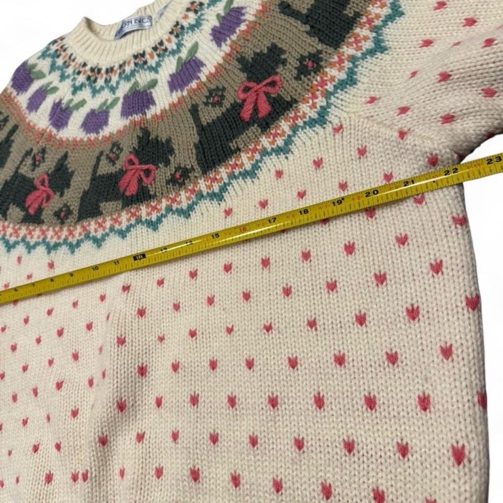 Vintage Northern Isles Scottie Dog Sweater Hand Embroidered Cottagecore cozy y2k - Picture 6 of 8